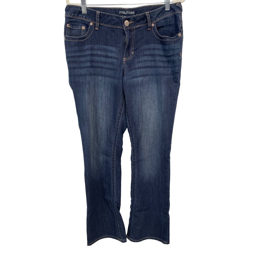 Maurices Classic Bootcut Jeans Womens 12 Mid Rise Embroidered Pockets Blue Retro